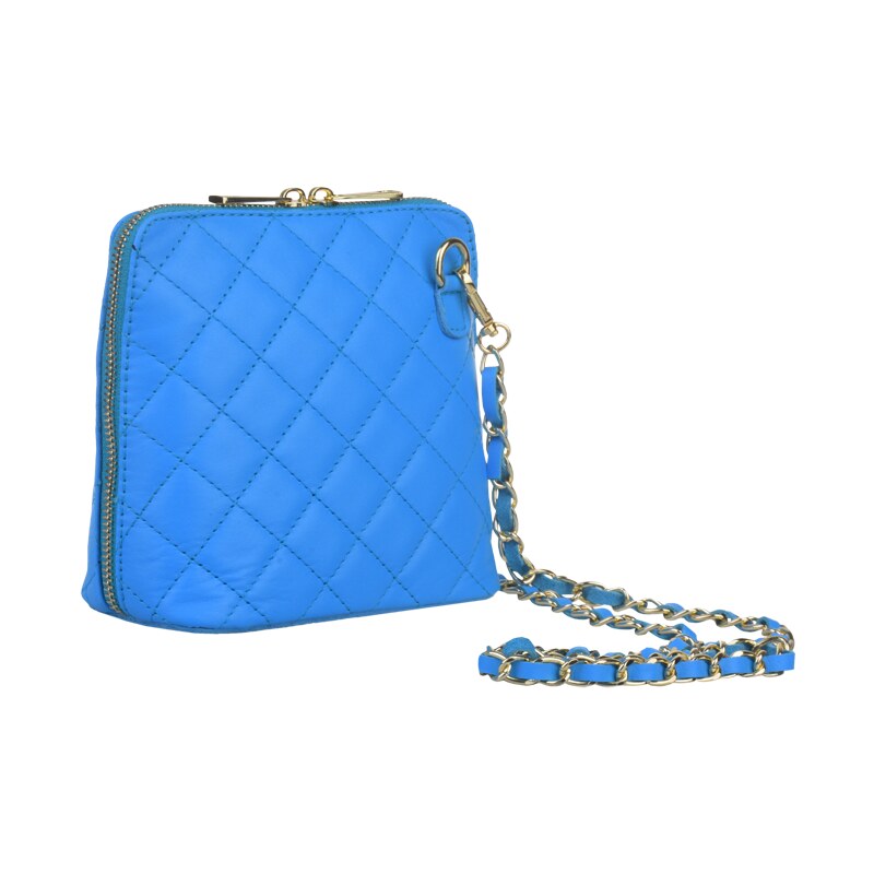 Modrá kožená talianska crossbody kabelka Giulia Blu Chiaro NovaKabelka 32435407