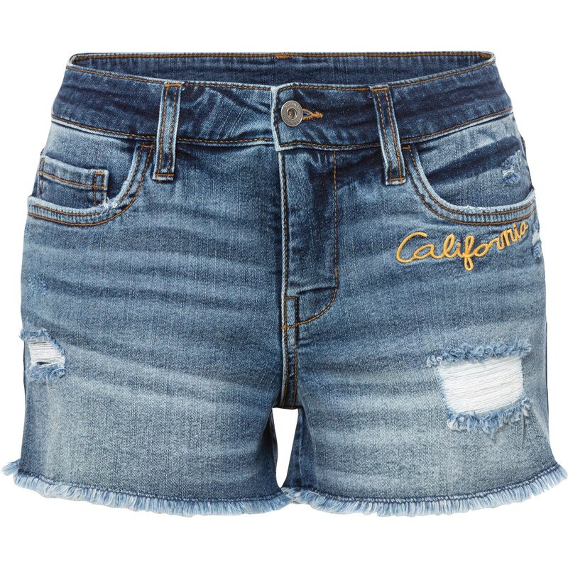 bonprix Džínsové šortky s výšivkou, farba modrá 44916208