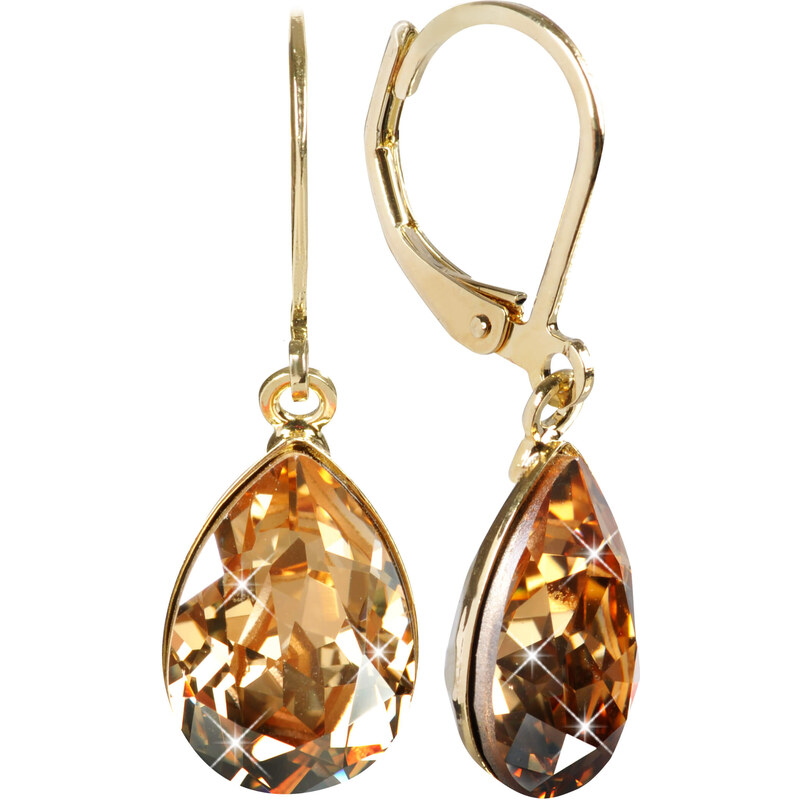 Levien Elegantné pozlátené náušnice s kryštálmi Pear Golden Shadow 66595102