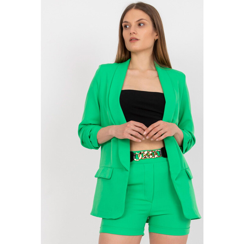 MladaModa Elegantná súprava šortiek a saka model 84106 zelená 32425404