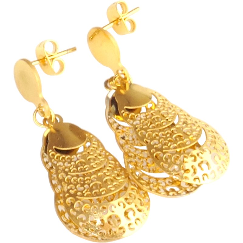 CITY STORM Dámske zlaté visiace náušnice z chirurgickej ocele - 66853592