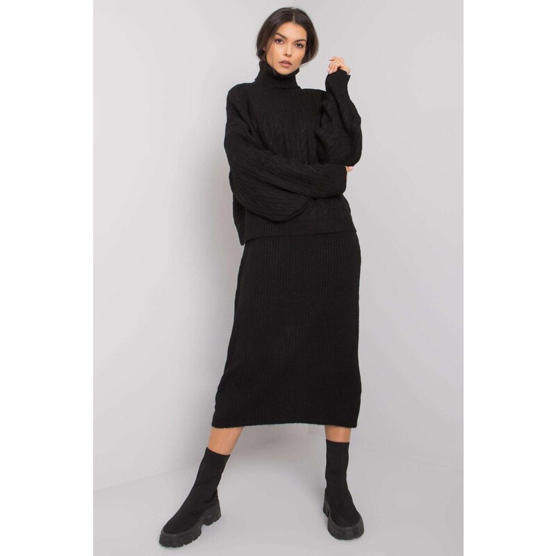 MladaModa Svetrová súprava so šatami Imane čierna 32516779