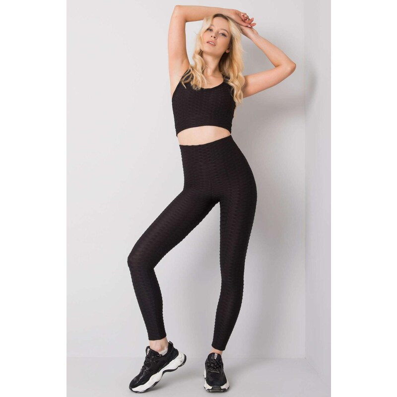 MladaModa Športová súprava legín a crop-topu Katerine čierna 32516784