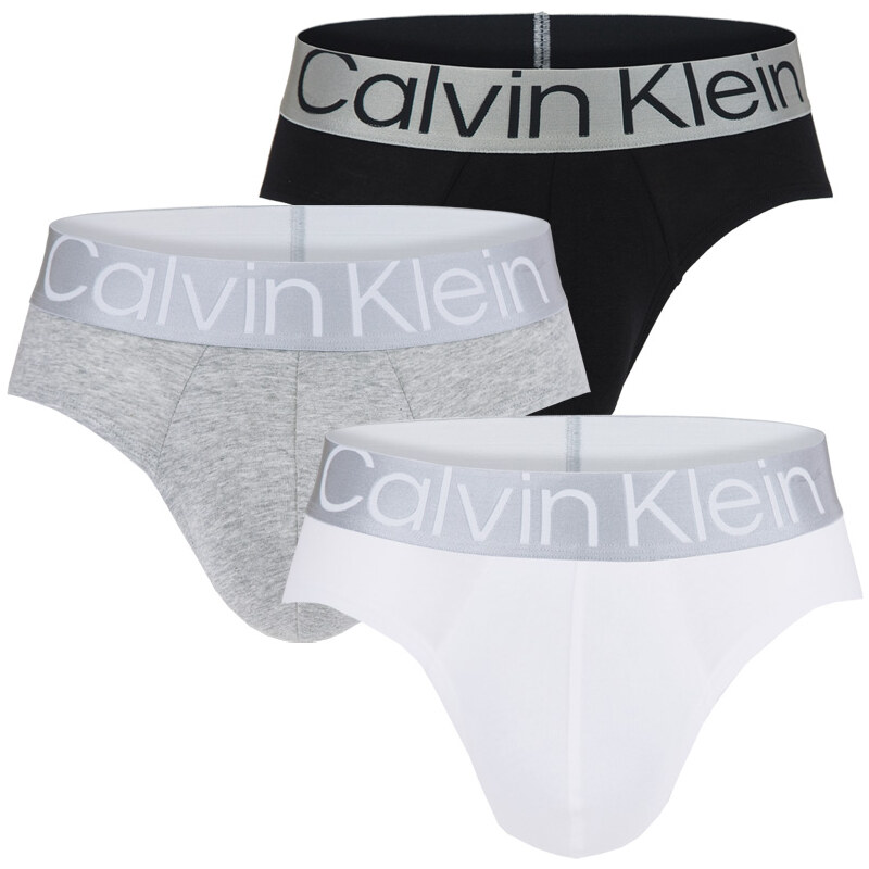 CALVIN KLEIN - slipy 3PACK steel black, white, gray - limitovaná 32517239
