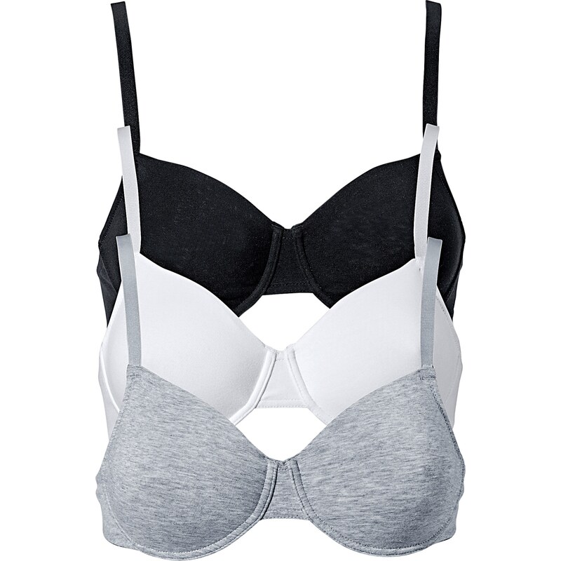 bonprix Podprsenka s kosticami (3ks v balení) bio bavlna, farba biela 44733858