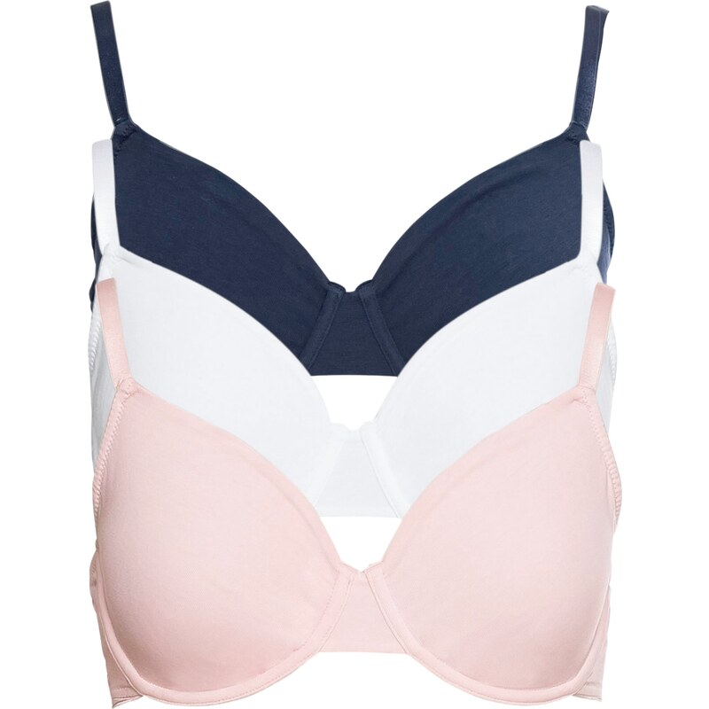 bonprix Podprsenka s kosticami (3ks v balení) bio bavlna, farba modrá 44732374