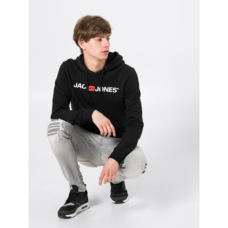 JACK & JONES Mikina melónová / čierna / biela