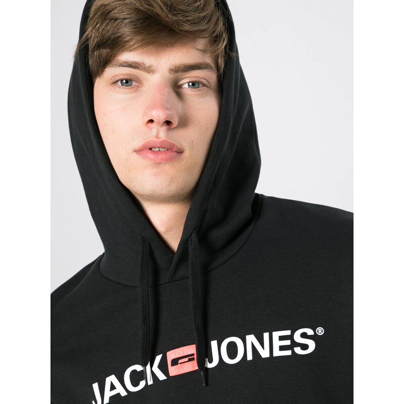 JACK & JONES Mikina melónová / čierna / biela