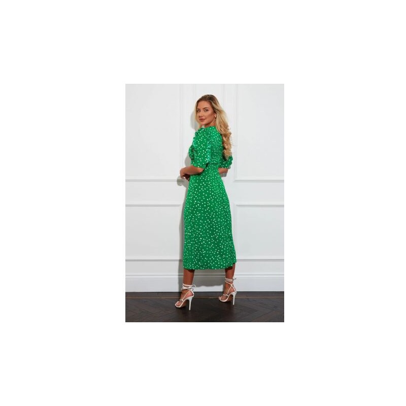 GIRL IN MIND Adelyn Zelené bodkované midi šaty