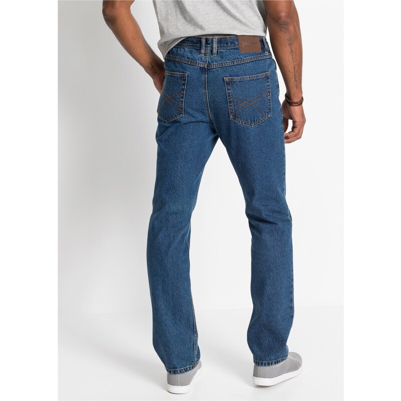 bonprix Džínsy, s bočným elastickým pásom, Classic Fit Straight, farba modrá