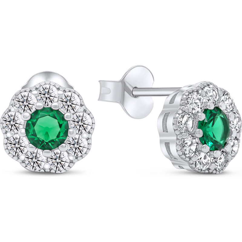 Brilio Silver Pôsobivé strieborné náušnice so zirkónmi Kytičky EA331WG 66583355