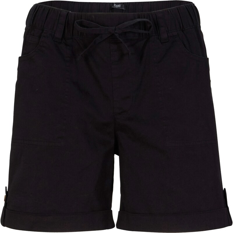 bonprix Bavlnené bermudy s pásom na gumu, farba čierna 45011978