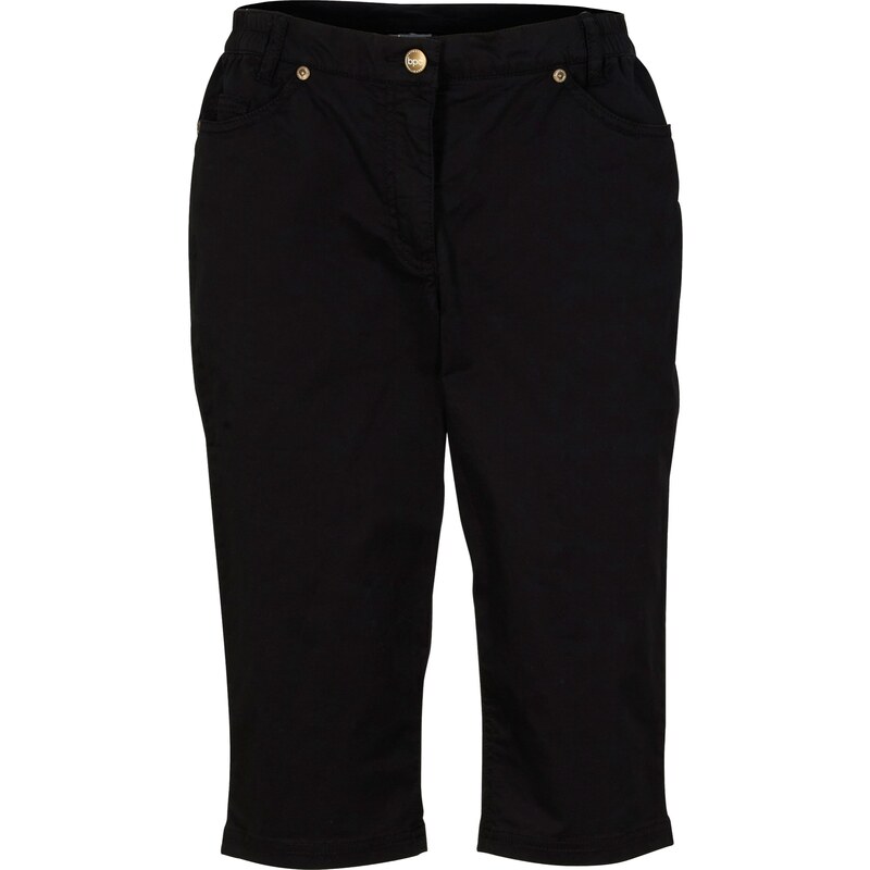 bonprix Bavlnené bermudy s komfortným pásom, farba čierna 44974110