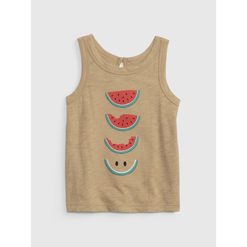 Béžové dievčenské tielko bavlnené GAP melón 50532053