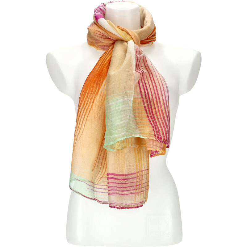 Cashmere Letná dámska farebná šatka 184x70 cm oranžová 32625345