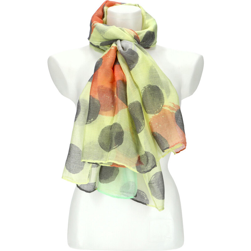 Cashmere Letná dámska farebná šatka s bodkami 180x72 cm žltá 32625348