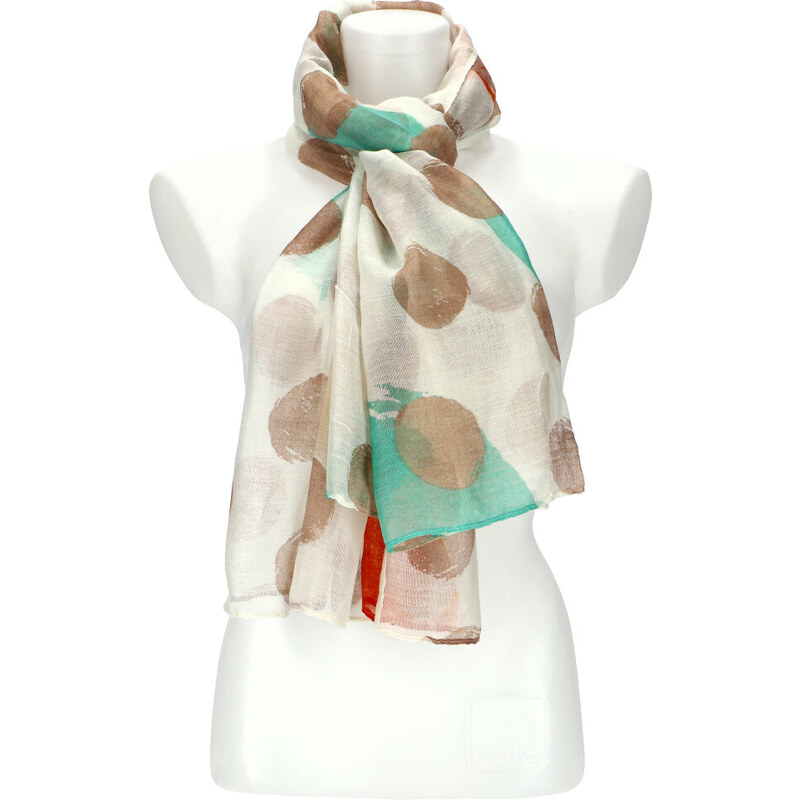 Cashmere Letná dámska farebná šatka s bodkami 180x72 cm marhuľová 32625350