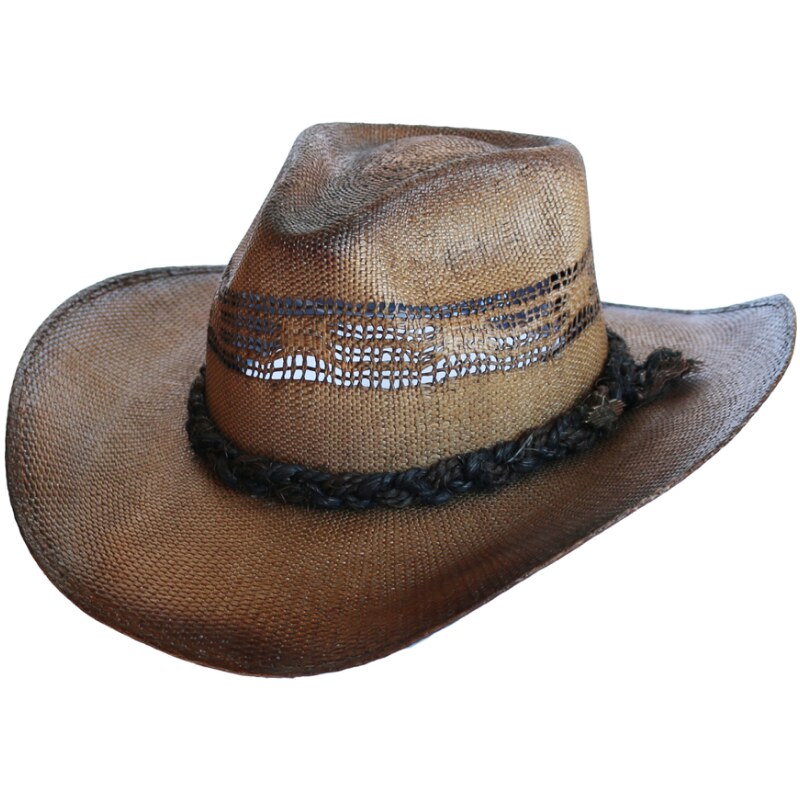 Béžový slamený westernový klobúk - Stars and Stripes - Tico