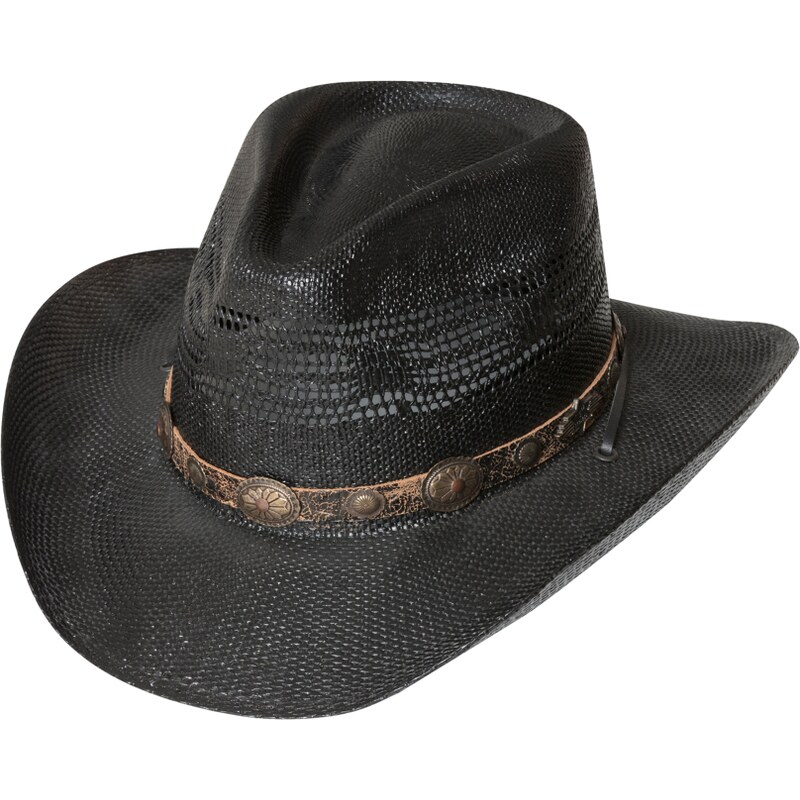 Čierny slamený westernový klobúk - Stars and Stripes - Fresno