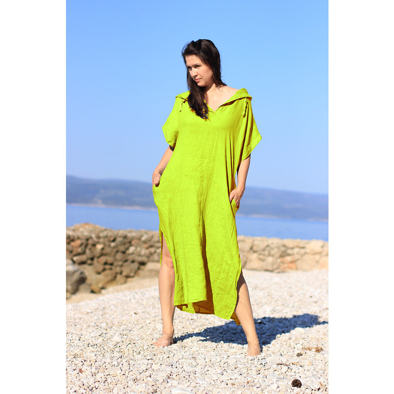 Glara Dámske dlhé oversized lanové šaty 42158852