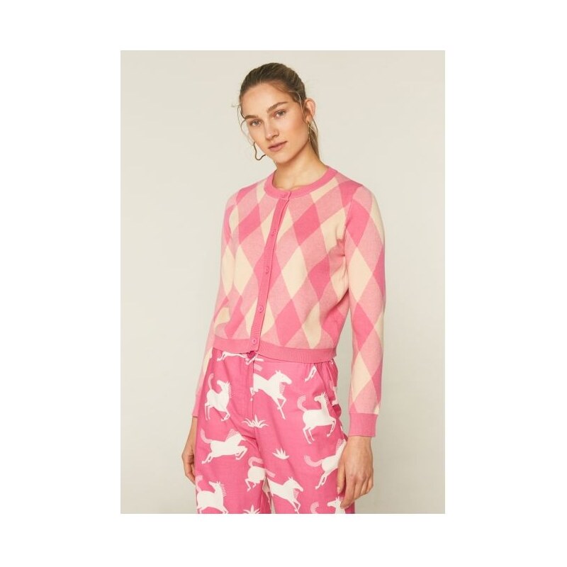 Compania Fantastica Ružový kosoštvorcový kardigan 32775302