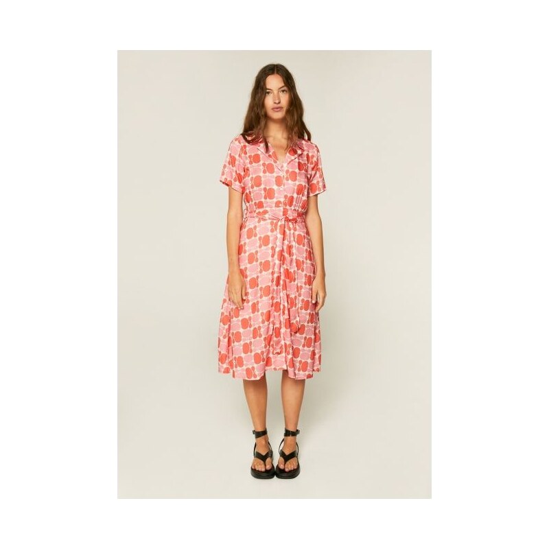 Compania Fantastica Červeno-ružové košeľové midi šaty 32775304