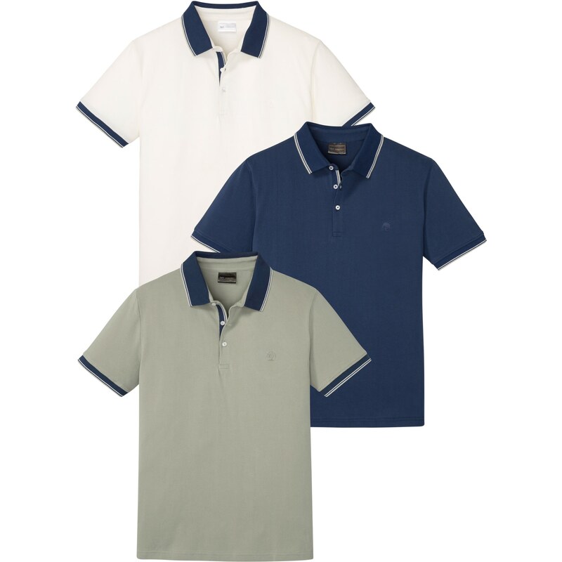 bonprix Piké polotričko (3 ks), z čistej bavlny, farba biela 44792183