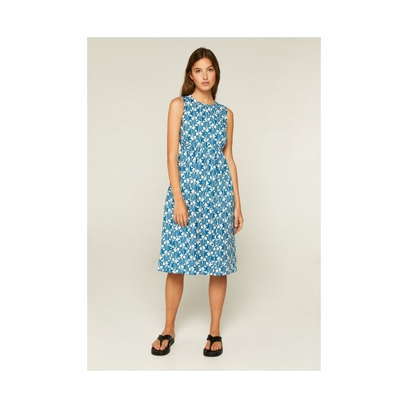 Compania Fantastica Modré midi šaty s korytnačkami 32809740