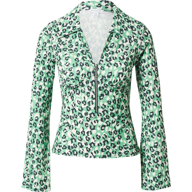 Warehouse Tričko tmavomodrá / zelená / biela 66007382