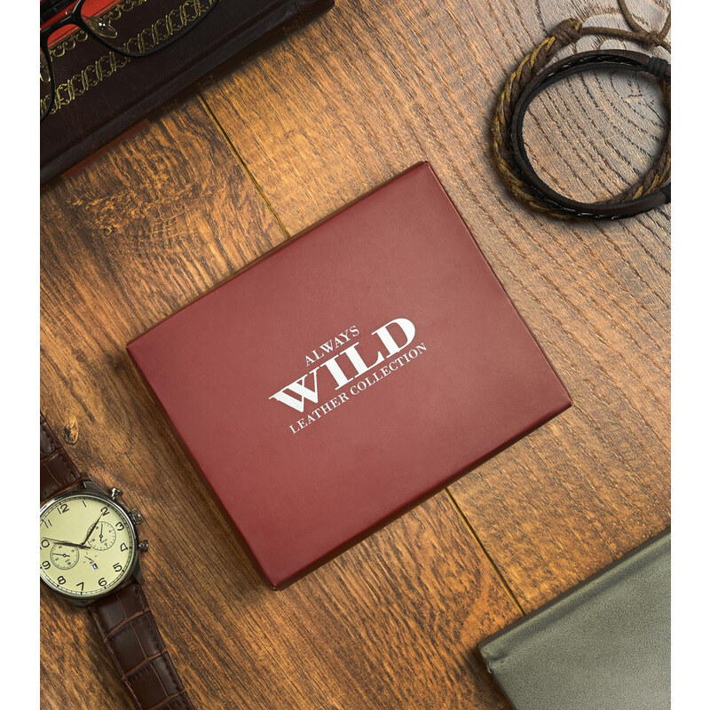 Pánska kožená peňaženka Always Wild Denim, tmavo hnedá