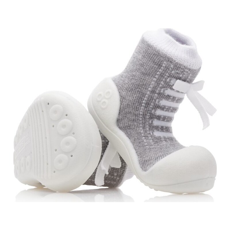 BASIC Attipas sivo-biele prvé topánôčky na mašľu AS07 32821311