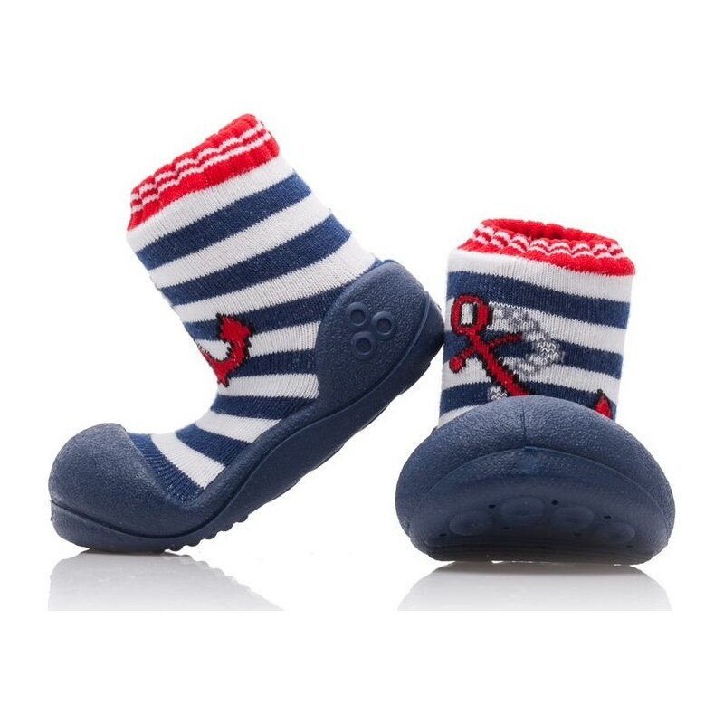 BASIC Attipas Modro-biele prvé topánôčky s námorným vzorom AM01 32821314