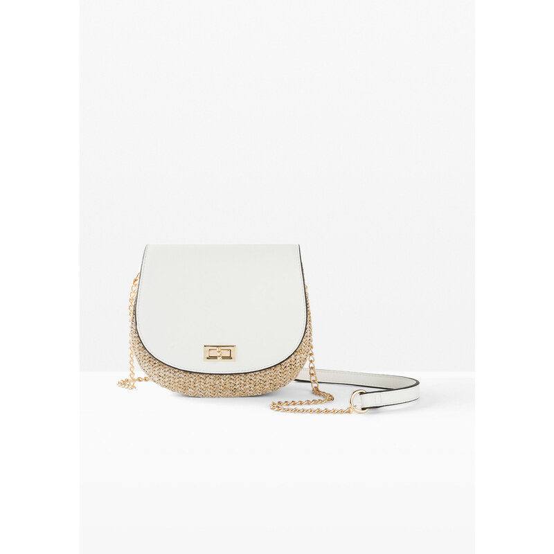 bonprix Kabelka Crossbody v slamenom vzhľade, farba biela 44735491