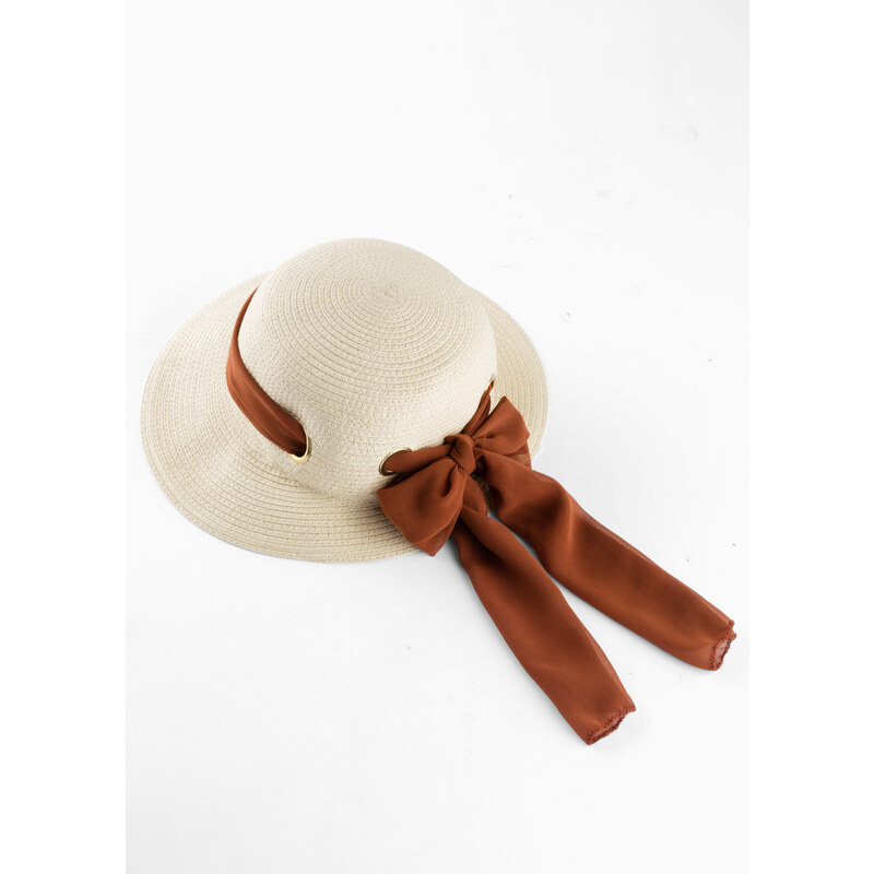 bonprix Slnečný klobúk s mašľou, farba béžová 44814857