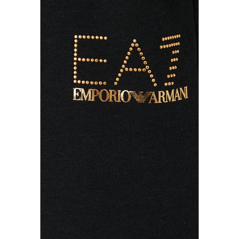 Tepláky EA7 Emporio Armani dámske, čierna farba, s potlačou