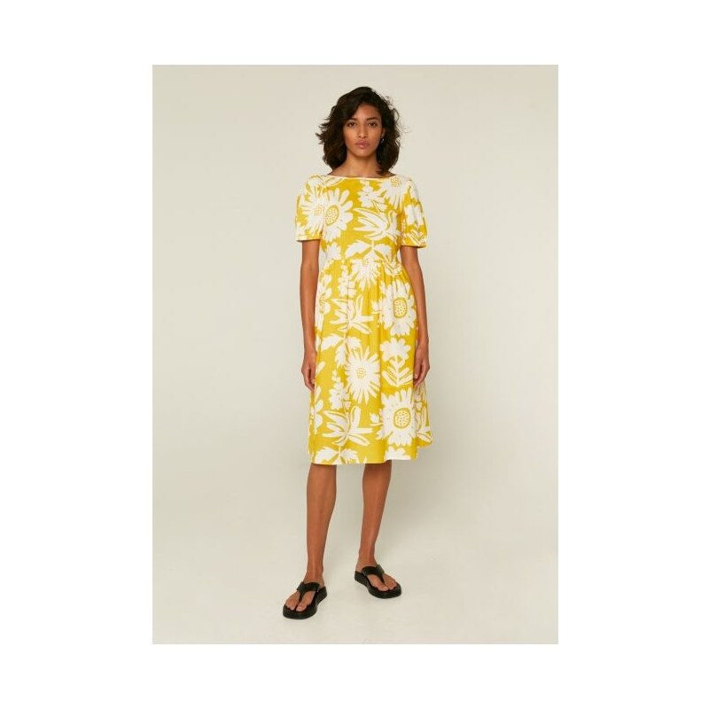Compania Fantastica Žlté vzorované midi šaty 32839061
