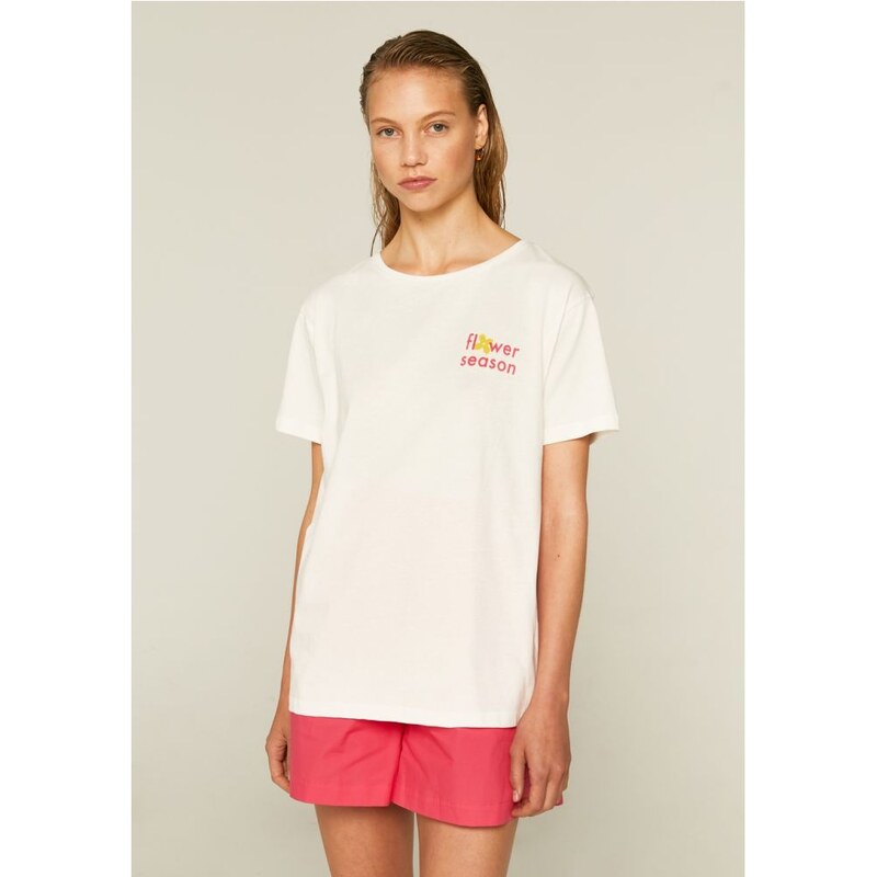 Compania Fantastica Biele bavlnené tričko so vzorom 32839395