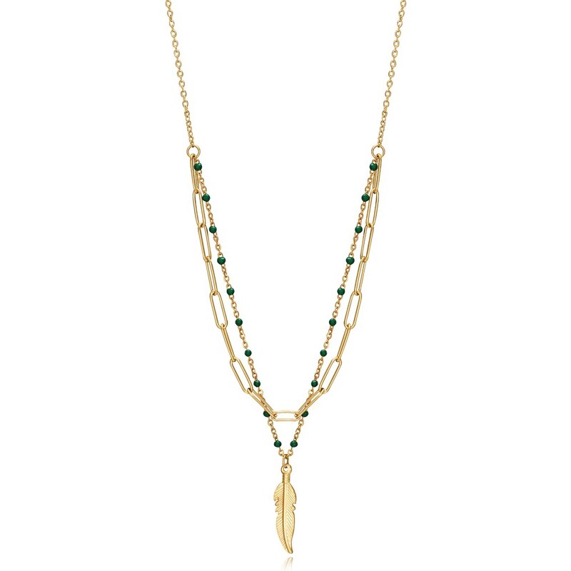 Viceroy Dvojitý pozlátený náhrdelník s pierkom Kiss 75308C01012 66583599