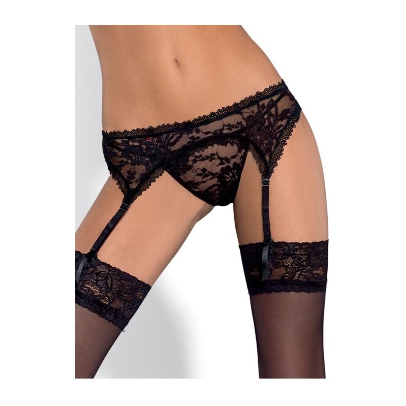 Obsessive Podväzkový pás a tangá Catia čierne 32879391