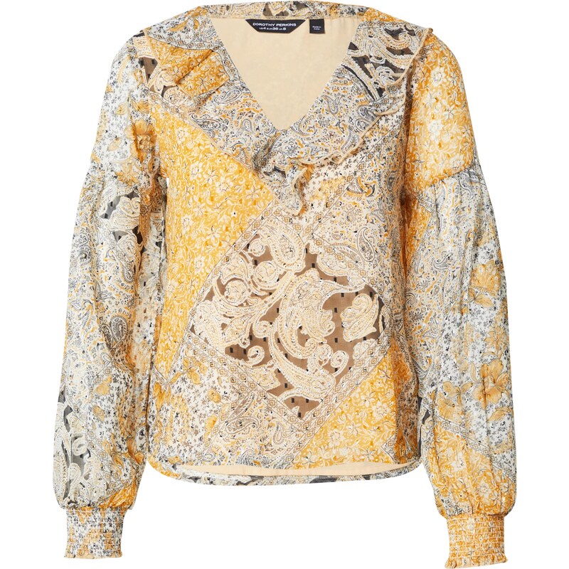 Dorothy Perkins Blúzka svetlohnedá / žltá / čierna / biela 66056819