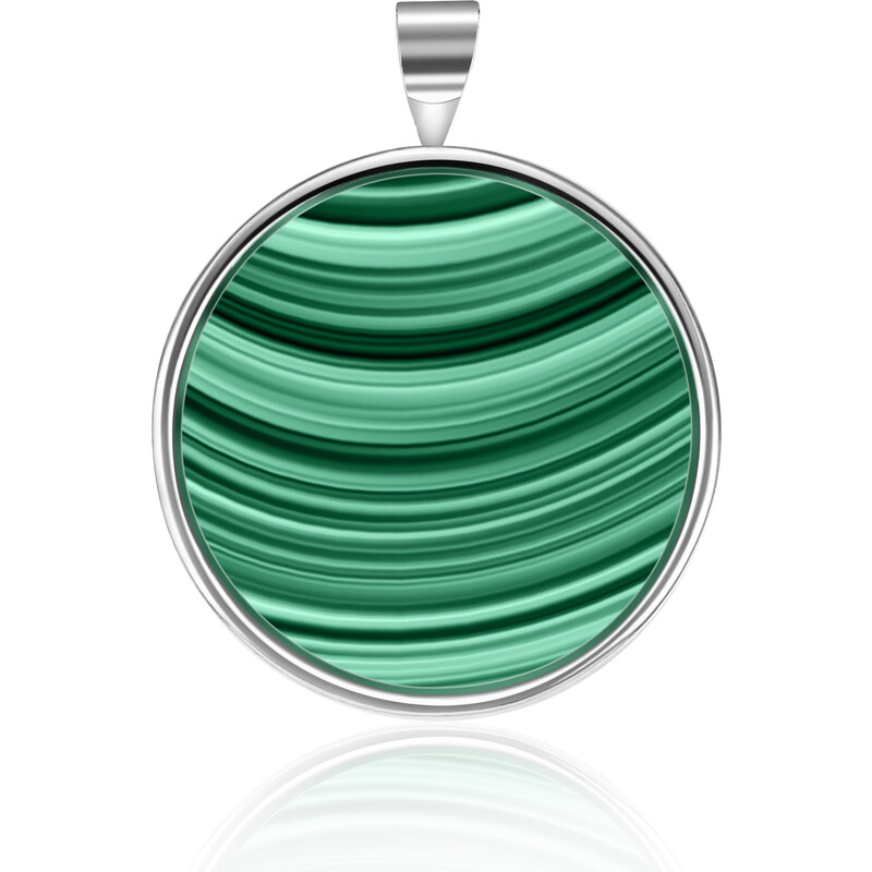 Olivie Strieborný prívesok GREEN NATURAL MALACHIT 6016 33297529