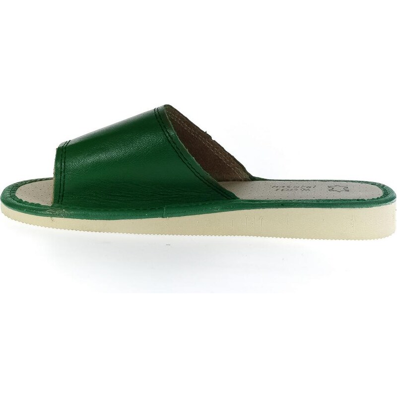 JOHN-C Dámske luxusné kožené zelené papuče MEM