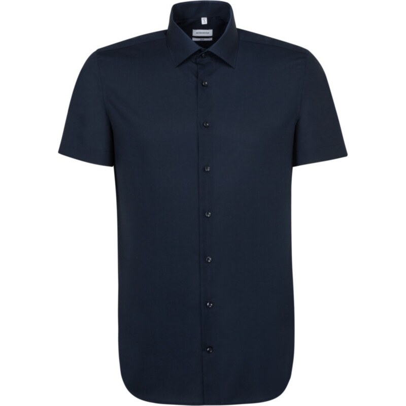 Pánska nežehlivá tmavo modrá košeľa Slim fit s krátkym rukávom 32921175