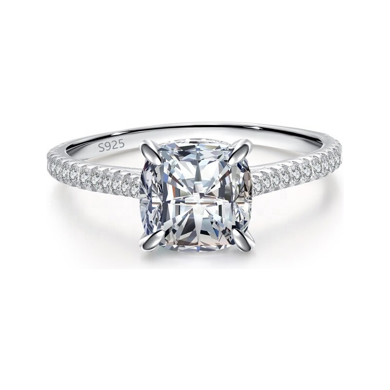 Royal Fashion strieborný rhodiovaný prsteň Brúsený štvorec 41358702