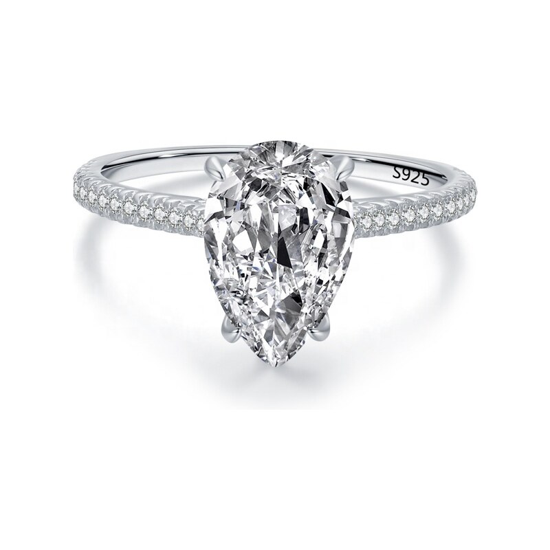 Royal Fashion strieborný rhodiovaný prsteň Brúsená kvapka 41358700