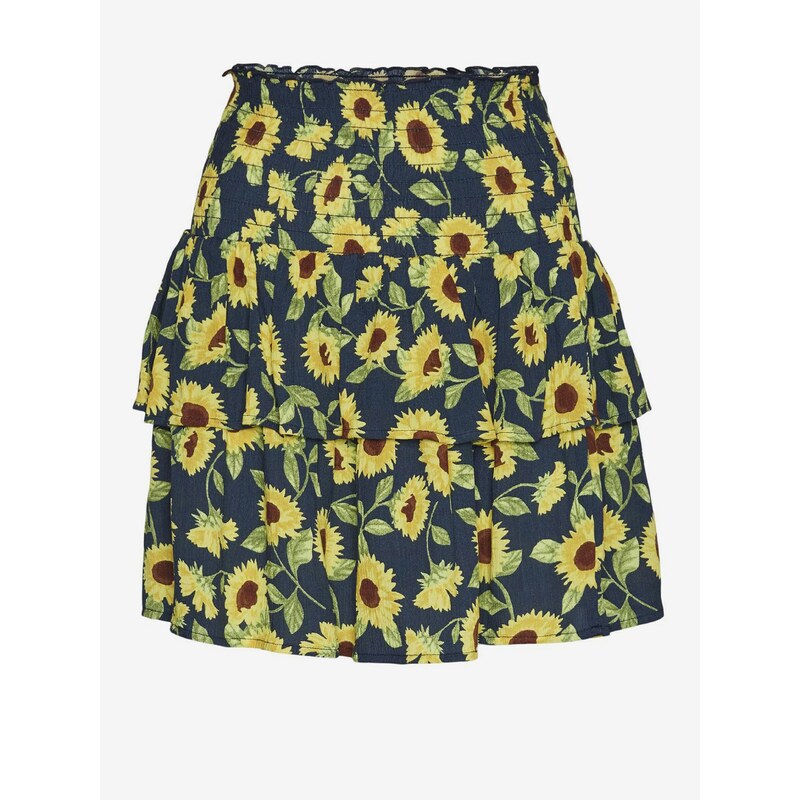 Yellow-Blue Floral Short Skirt Noisy May Sunflower - Women