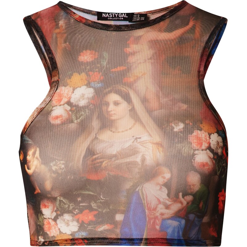 Nasty Gal Top kobaltovomodrá / hnedá / zmiešané farby / červená 67631158