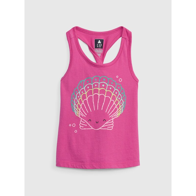 Ružové dievčenské tielko organic s potlačou GAP 50532179