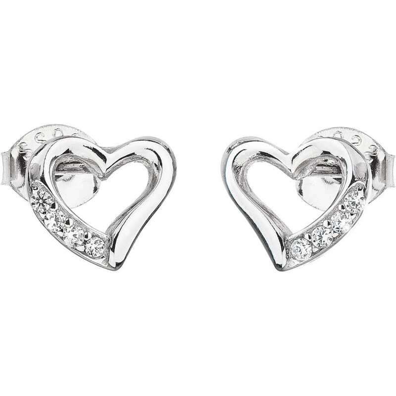 Evolution Group Strieborné náušnice so zirkónom Srdce 11071.1 66589062