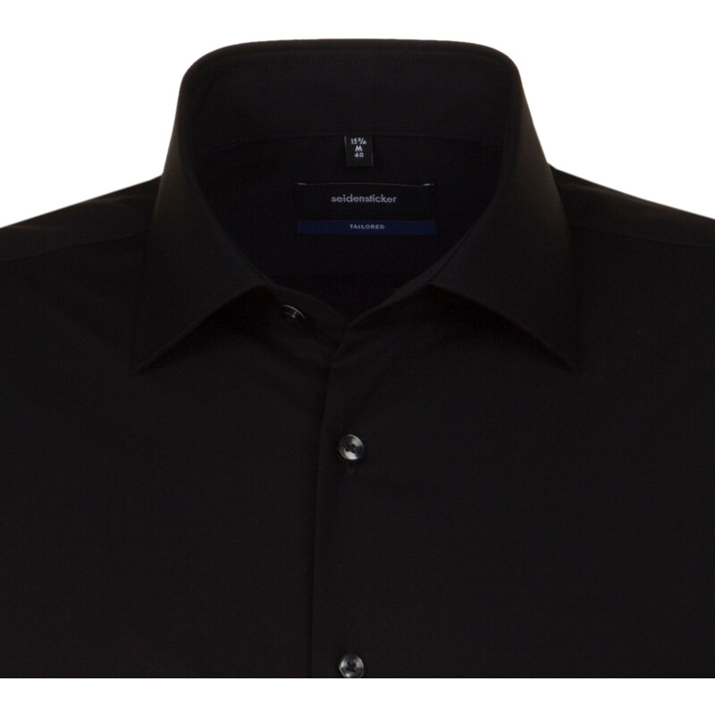 Pánska čierna popelínová košeľa non iron s dlhým rukávom Seidensticker 35021223